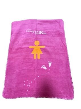David Fussenegger Baby Girl Blanket Pink Reversible Cotton Blend Throw